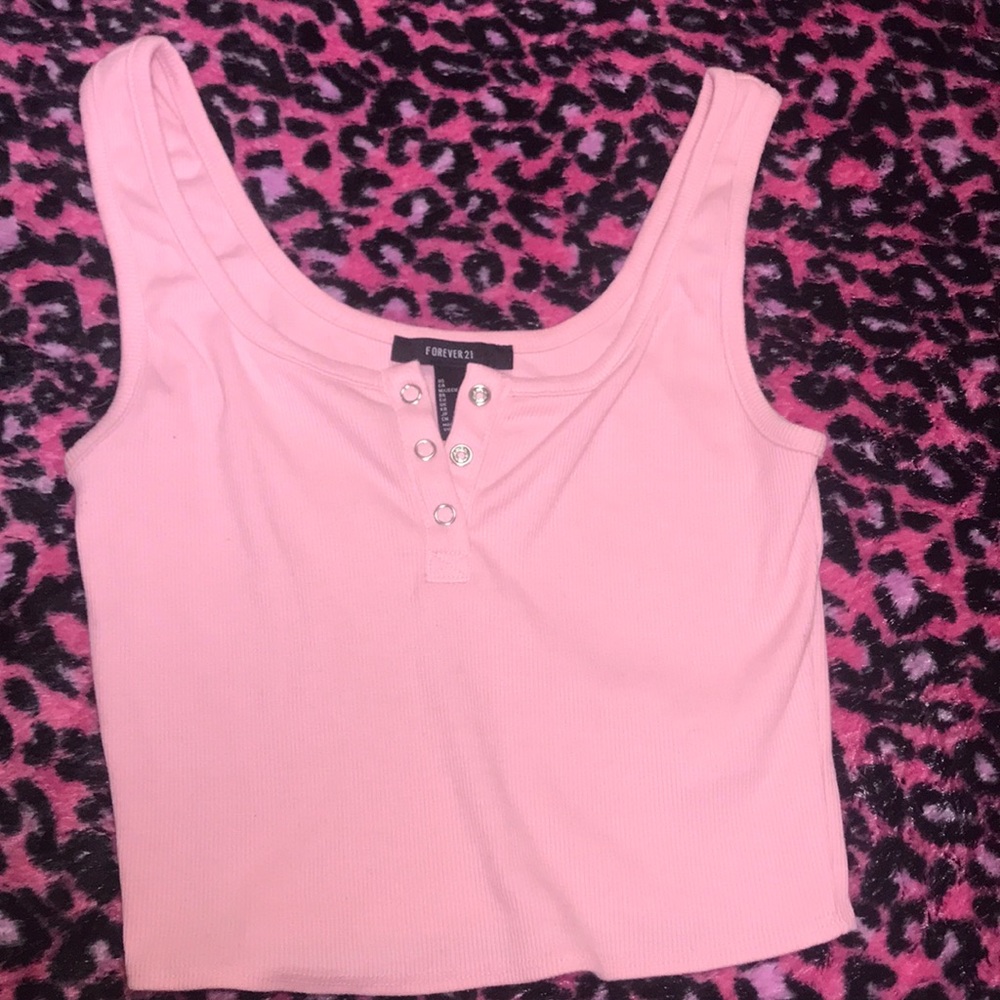 Forever 21 pink button crop top